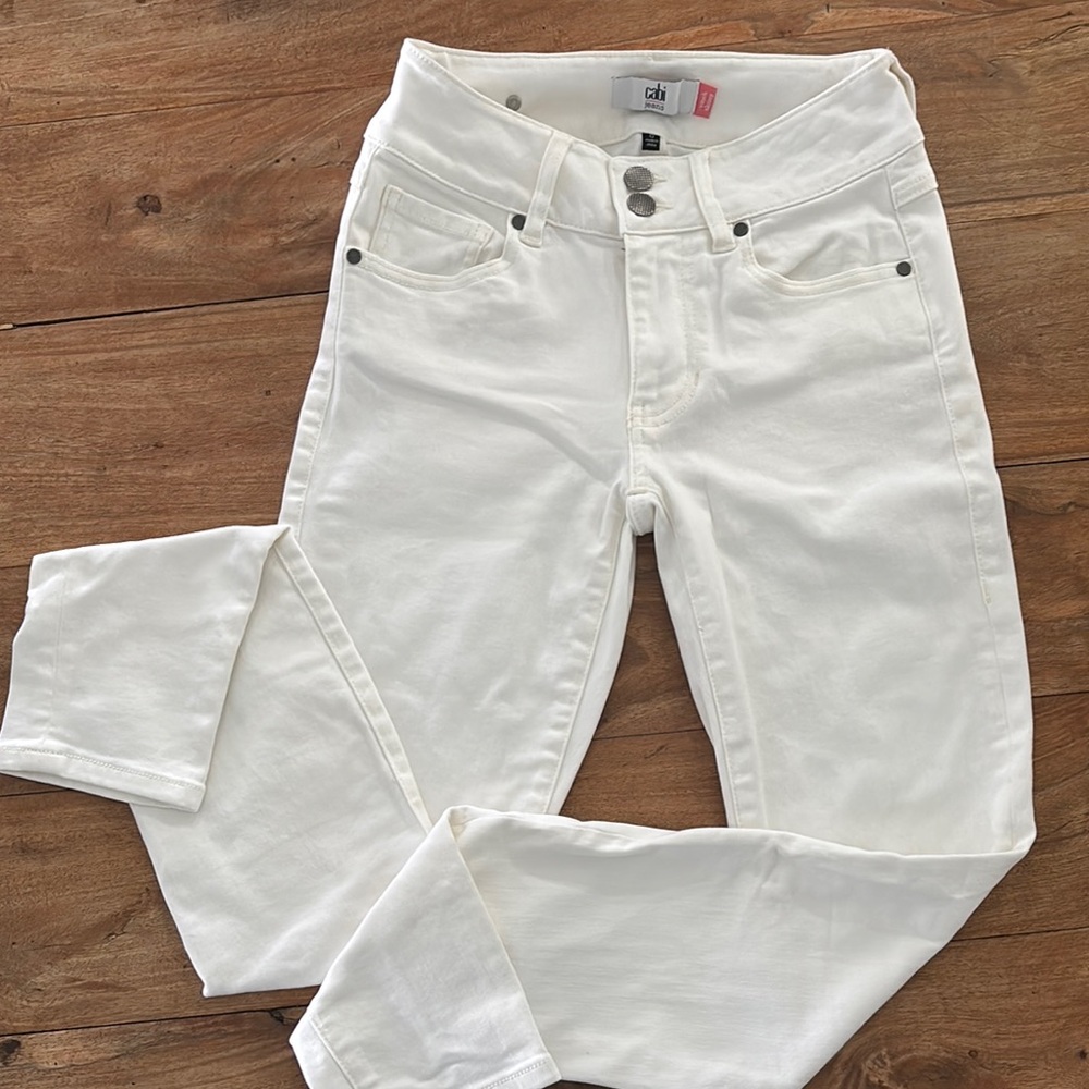 CAbi Cinch Skinny White Jeans  Size 0!